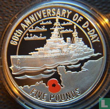 Alderney 5 pounds 2004 (PROOF - zilver) "60th anniversary D-Day landings" - Afbeelding 2