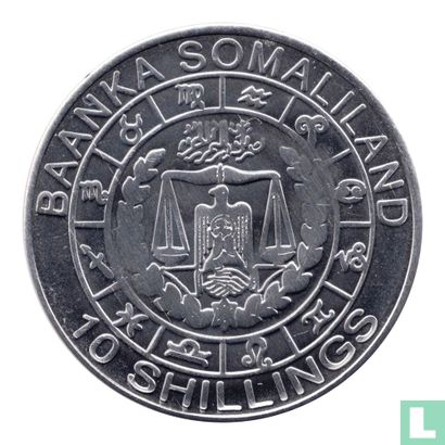 Somaliland 10 shillings 2012 (fer recouvert d'acier inoxydable) "Pisces" - Image 2