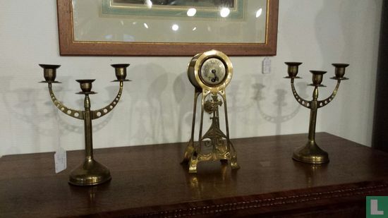 Art nouveau 3-delig clocks couple - Image 1
