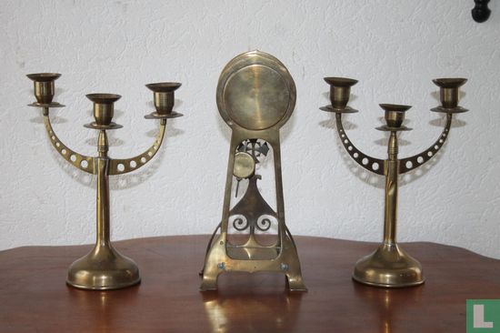 Art nouveau 3-delig clocks couple - Image 2