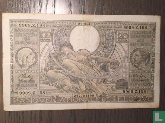 100 frank 20 belgas 1942 - Afbeelding 1