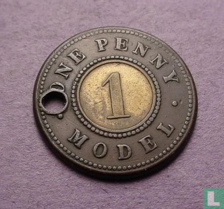 UK  One Penny - Model (B-Metalic)  1844 - Afbeelding 1