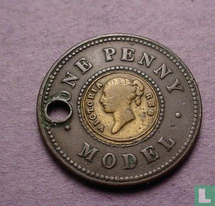 UK  One Penny - Model (B-Metalic)  1844 - Afbeelding 2