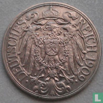 Duitse Rijk 25 pfennig 1909 (F) - Afbeelding 1