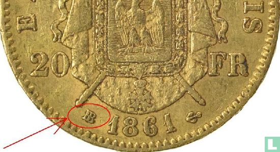 Frankrijk 20 francs 1861 (BB) - Afbeelding 3