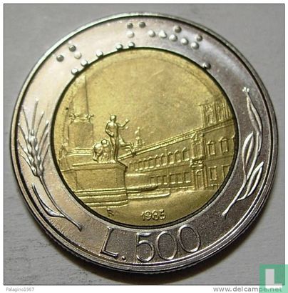 Italien 500 Lire 1985 (Bimetall - Typ 2) - Bild 1