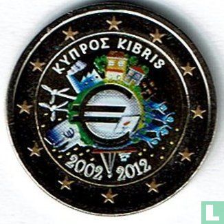 Cyprus 2 euro 2012 (met kleine vlag in het midden) "10 Years of Euro Cash" - Afbeelding 1