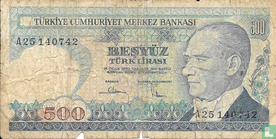 Turkije 500 Lira (series A & B) - Afbeelding 1