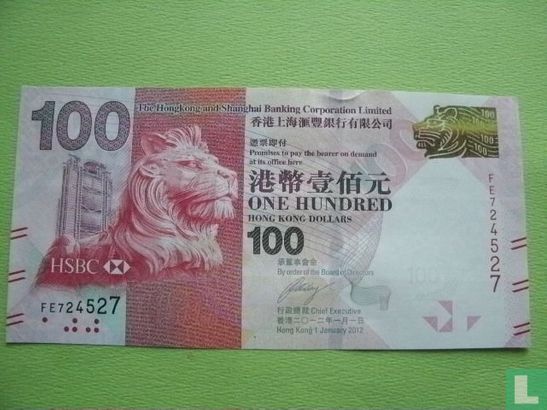 Hong Kong 100 dollar 2012 - Afbeelding 1