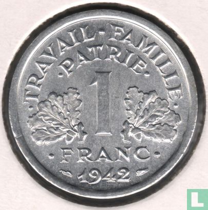 France 1 franc 1942 (avec LB) - Image 1