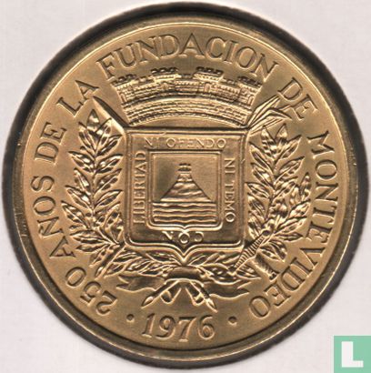 Uruguay 5 nuevos pesos 1976 (copper-aluminum-nickel) "250th anniversary Founding of Montevideo" - Image 2
