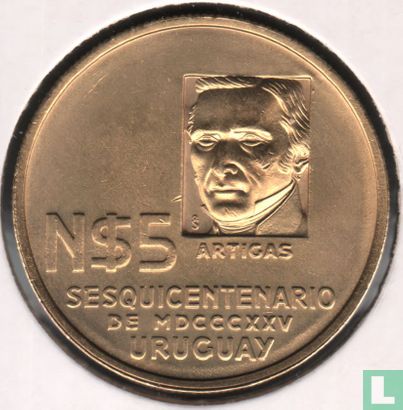 Uruguay 5 Nuevo Peso 1975 "150th anniversary Revolutionary movement" - Bild 1