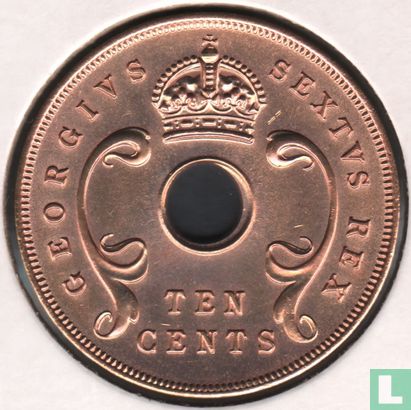 Afrique de l'Est 10 cents 1952 (sans marque d'atelier) - Image 2