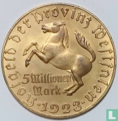 Westphalia 5 millions mark 1923 "Freiherr vom Stein" - Image 1