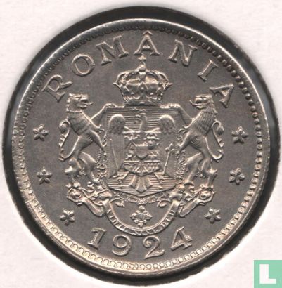 Romania 1 leu 1924 (Brussel) - Image 1