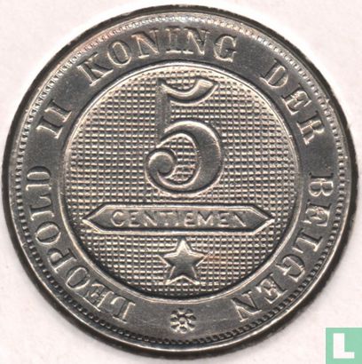 Belgique 5 centimes 1895 (NLD) - Image 2