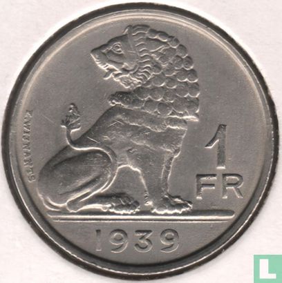 Belgium 1 franc 1939 (FRA/NLD) - Image 1