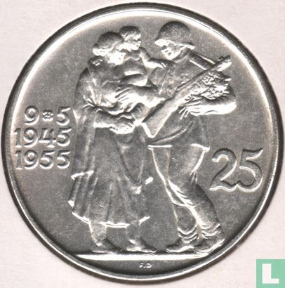 Tsjecho-Slowakije 25 korun 1955 "10th anniversary Liberation from German occupation" - Afbeelding 1