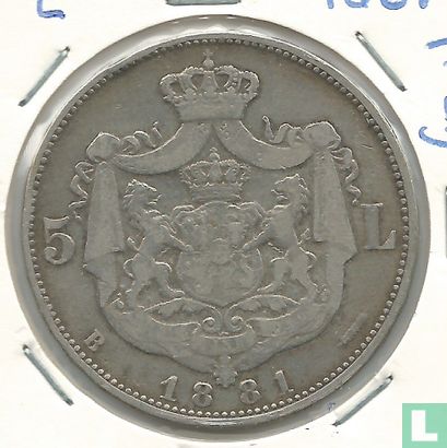 Roumanie 5 lei 1881 - Image 1
