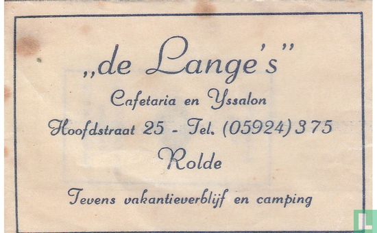 "De Lange's" Cafetaria en IJssalon - Afbeelding 1