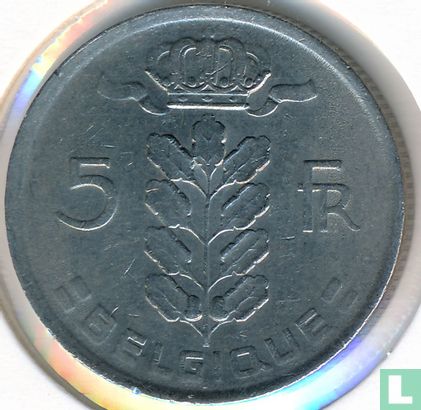 Belgique 5 francs 1977 (FRA) - Image 2