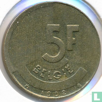 Belgium 5 francs 1992 (NLD) - Image 1