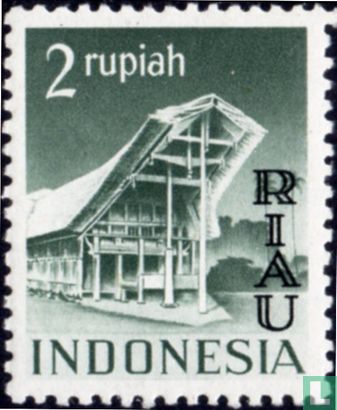 Postzegels van Indonesie met opdruk RIAU 