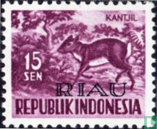 Postzegels van Indonesië met opdruk RIAU 