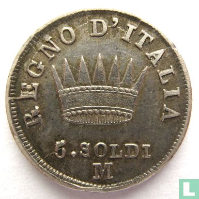 Koninkrijk Italië 5 soldi 1812 (M) - Afbeelding 2
