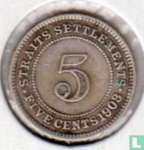 Straits Settlements 5 cents 1903 - Afbeelding 1