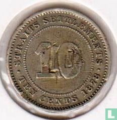 Straits Settlements 10 cents  1878 - Afbeelding 1