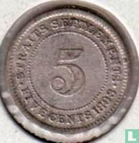 Straits Settlements 5 cents 1893 - Image 1