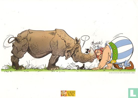obelix botst tegen neushoorn