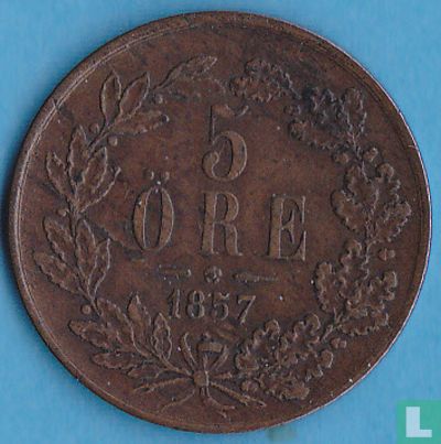 Suède 5 ore 1857 (type 1) - Image 1