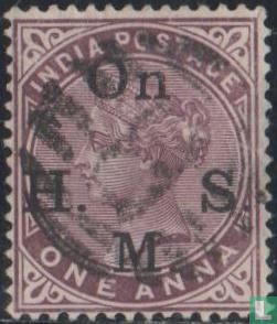 Koningin Victoria met grote opdruk On H.M.S.