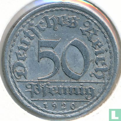 Duitse Rijk 50 pfennig 1920 (A) - Afbeelding 1