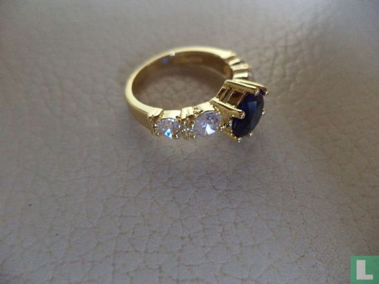 Blauwe Saffier Design op een 18k vergulde ring - Image 2