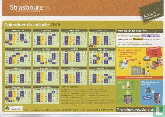Calendrier de Collecte Strasbourg - 2015 - Afbeelding 1