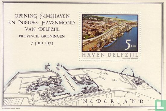 Eröffnung neuer Hafen von Delfzijl und Eemshaven 1973 Block 5B