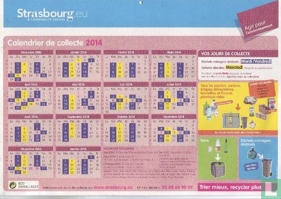 Calendrier de Collecte Strasbourg - 2014 - Image 1