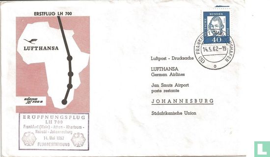 1. Flug lufthansa frankfurt-johannesburg 1962