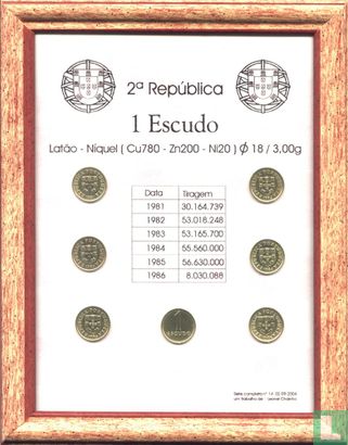 Portugal combination set (1 escudo 1981 - 1986) - Image 1