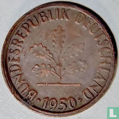 Allemagne 1 pfennig 1950 (fautee)  - Image 1