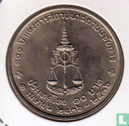 Thailand 10 baht 1993 (BE2536) "100th anniversary Attorney General's Office" - Afbeelding 1