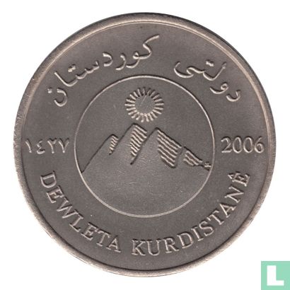 Kurdistan 1000 dinars 2006 (year 1427 - Nickel Plated Zinc - Prooflike - Pattern - Milled Edge - Coin Turn) - Image 2