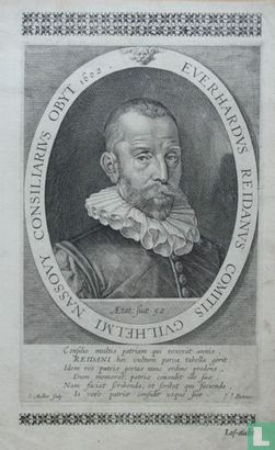 EVERHADRUS REIDANUS COMITIS GUILHELMI NASSOVY CONSILARIUS OBYT 1602.