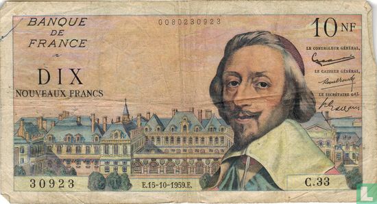 Frankrijk 10 Nouveaux Francs - Afbeelding 1
