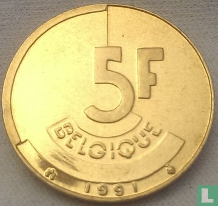 België 5 francs 1991 (FRA) - Afbeelding 1