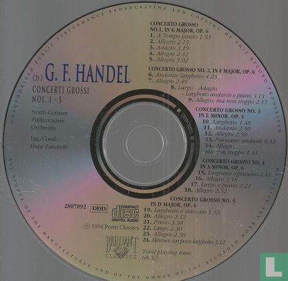 Händel, G.F.  Concerti grossi op. 6 NOS 1-5 - Afbeelding 3