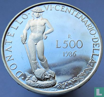 Italie 500 lire 1986 (BE) "600th anniversary Birth of Donatello" - Image 1
